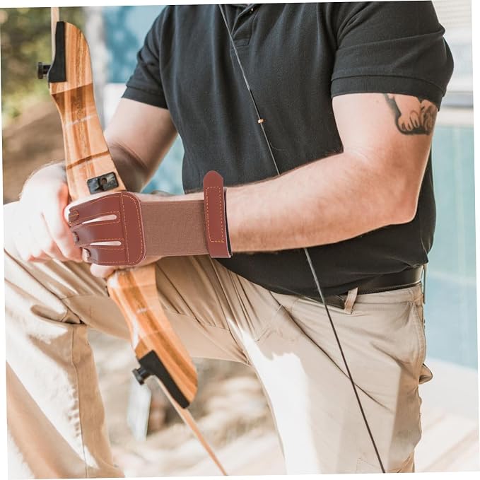 Toddmomy Finger Guard Archery Glove Recurve Bow Finger Protector Brown Gloves Thumb Protector Archery Finger