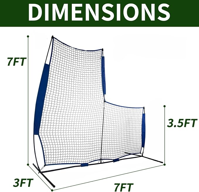 Baseball Softball L-Screen – 7x7FT Portable Pitching Net with Carrying Bag | Pitcher Protection for Training & Games | Youth & Adult Practice