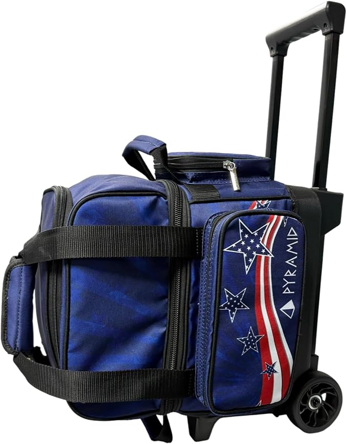 Pyramid Path Pro Deluxe Single Roller Bowling Bag With Separate Shoe Compartment (Up To US Mens Size 11), 2 Large Accessory Pockets, Padded Foam Ball Insert, Lifting Handles and Locking Square Handle