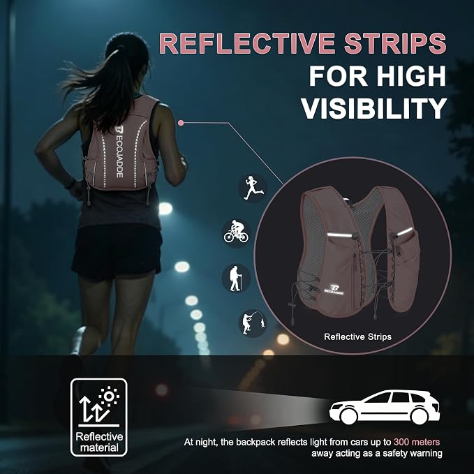 BECOJADDE 5L Running Vest for Women, Hydration Backpack Lightweight & Breathable for Trail Running, Marathon, Hiking, Cycling