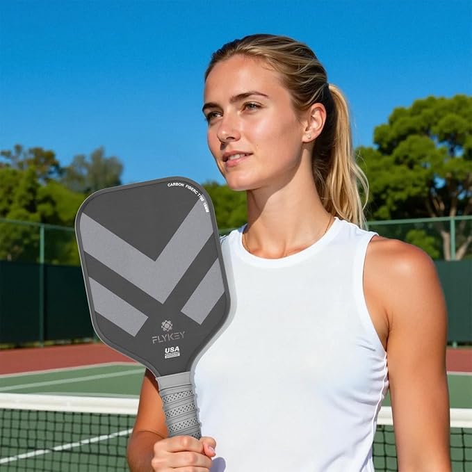 FLYKEY Pickleball Paddles, T700 Carbon Fiber Pickleball Paddle with a 16mm Shark Power Polymer Core, USAPA Approved Pickle Ball Paddle, Strong Spin and Power Surface,Strong Shock Absorption