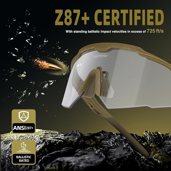 Shooting Glasses Anti Fog with High Definition Lenses, ANSI Z87+ Certified Tactical Safety Glasses for Men Women