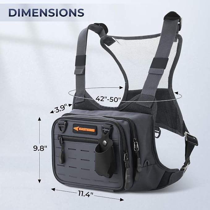 KastKing Bait Boss Water-Resistant Fishing Chest Pack With EVA Zip-Down Workstation, MOLLE Storage, Adjustable Chest Straps