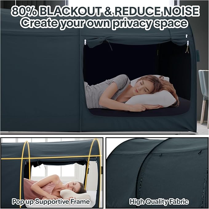 Alvantor® Bed Tent Queen Blackout Sleeping Tent Bed for Adults Queen Size Beds Canopy Pop Up Indoor Tents Portable Dream Privacy Tents for Beds (Mattress Not Included)
