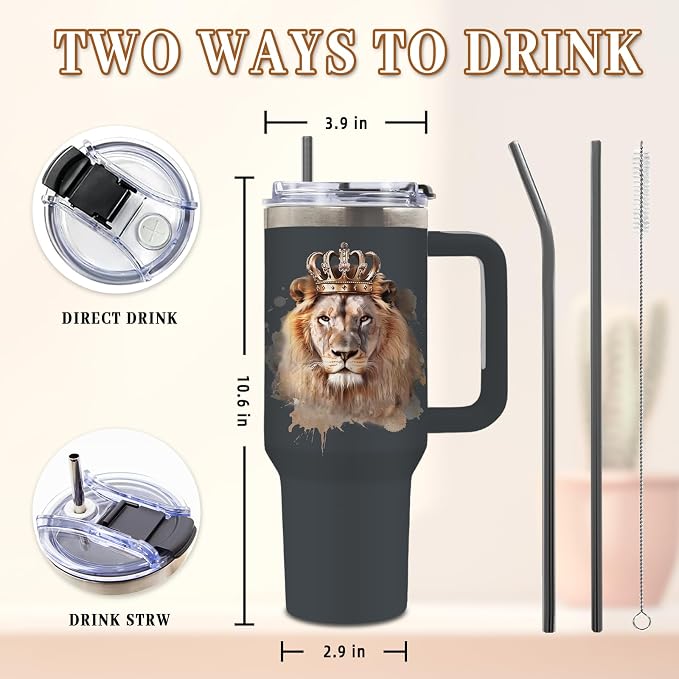 DUUV Lion Tumbler 40oz, Insulated Mom to Son Gifts for Teen Boy | To My Son Tumbler Leakproof, Motivational Graduation Gift for Sons, Birthday Inspirational Gift for Boys from Mom, 1 Pack