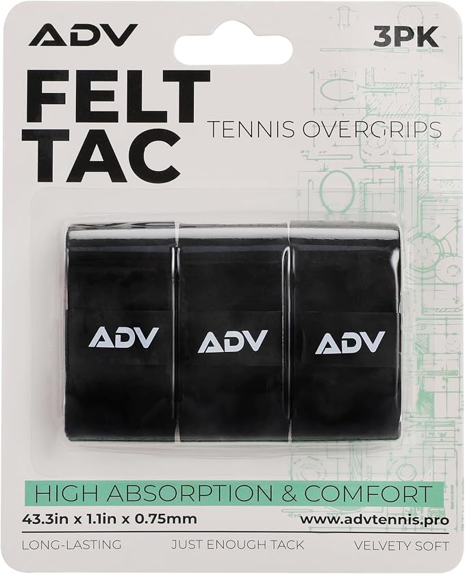 ADV Felttac Pickleball Grip Tape - 3, 6, 12, 30 Pack - Soft, Very Durable, Sweat Absorbing Pickleball Overgrip Tape - Dry & Comfortable Pickleball Paddle Grip Tape - Easy to Use & Easy to Install