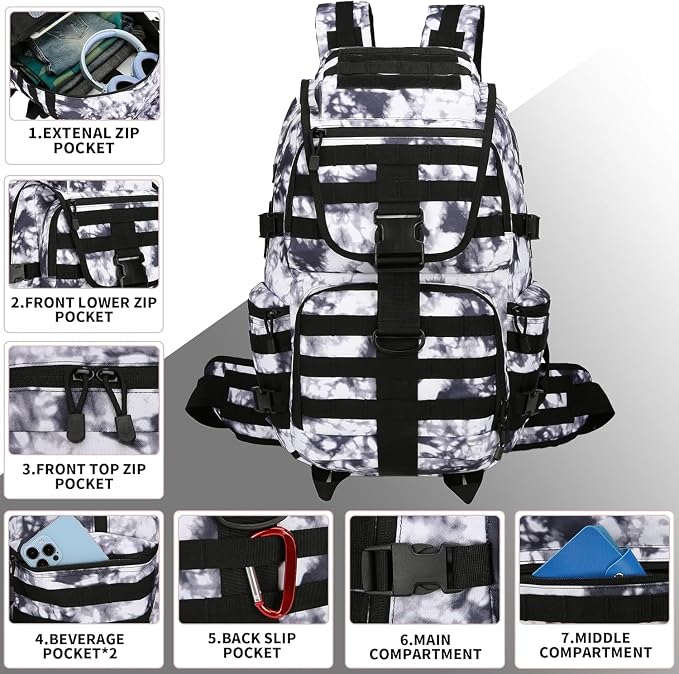 50L Military Tactical Backpack 3 Day Assault Pack Molle Daypack Hiking Backpack for Men and Women