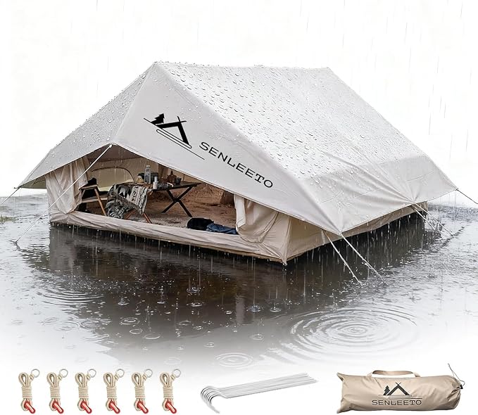 SENLEETO 10' x 8' Camping Tent Tarp Fits for 6/8 People, 4 Season UV Protection,PU 3000mm Waterproof, Multifunctional Ultralight Shelter Awning Sunshade, Portable for Traveling Hiking Outdoors