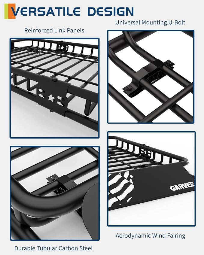 GarveeLife 64 in x 50 in Roof Rack Basket, 200 LBS Capacity Rooftop Cargo Carrier Basket with Extension Luggage Rack Heavy Duty for SUVs, Trucks, Vehicles