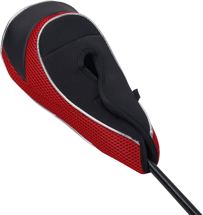 Andux Golf Wood Club Head Covers with Hook & Loop Set of 3 | for 460cc Driver Fairway Short Neck Faux Leather and Nylon-mesh Embroidery thread Number