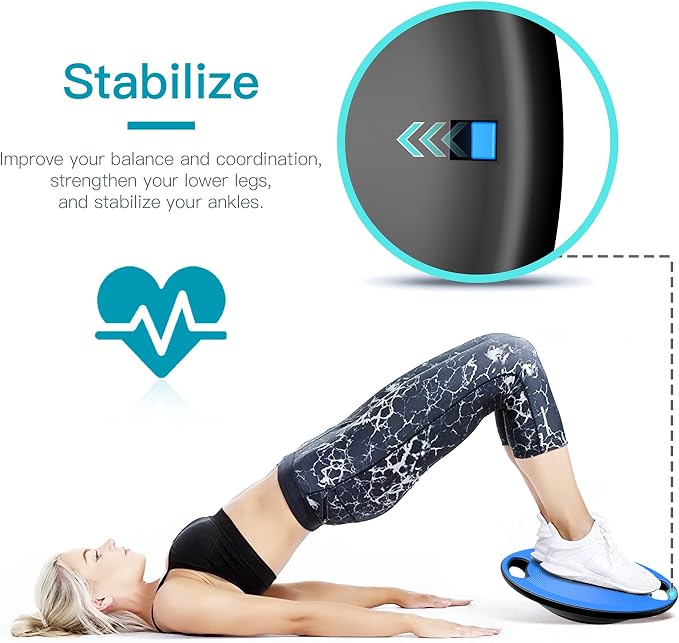 Wobble Balance Board, Exercise Balance Stability Trainer Portable Balance Board with Handle for Workout Core Trainer Physical Therapy & Gym No-Skid Surface
