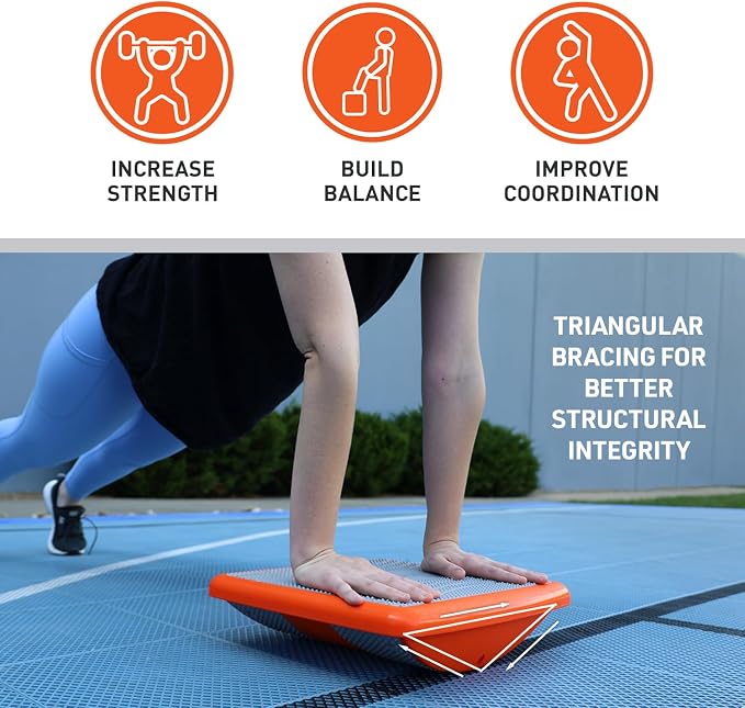 Body Sport Rocker Board for Balance Training, Ankle Rehab and Physical Therapy | Non-Skid Wobble Board for Standing Desk and Home Gym | 14 In. | 400 lb. Capacity