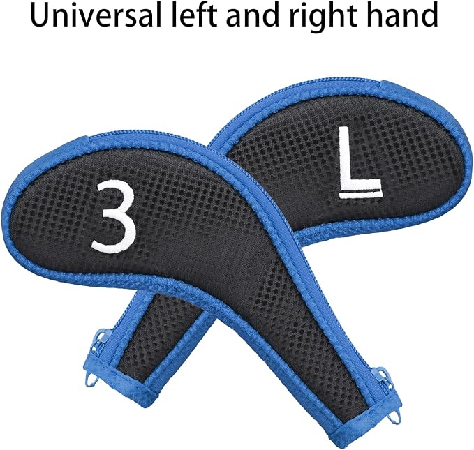 11pcs/Set Golf Club Sock Iron Head Covers Headcover with No. on Both Sides Suitable for Right and Left Handed Golfer Zipper Closure