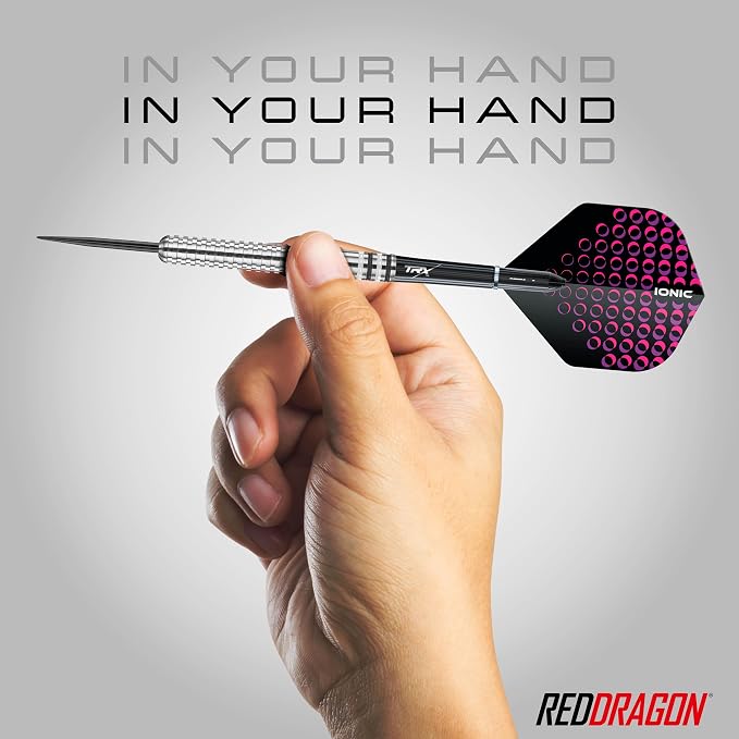 RED DRAGON Raider Series Steel Tip Darts Set - 90% Tungsten Professional Darts with Flights & Shafts - Precision Control & Stable Flight
