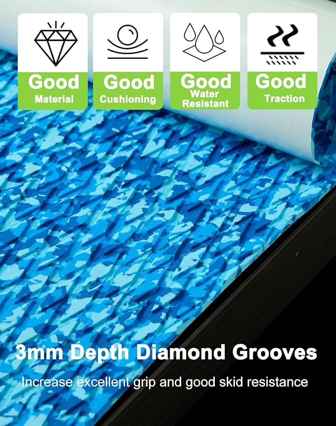 Hjdeck Universal Surfboard Pad EVA Foam Boat Flooring Decking Sheet Self-Adhesive Non-Slip Deck Grip Mat Marine Carpet for Yacht Boat Kayak Decking Golf Cart Fishing Boat RV Surfing Traction Pad