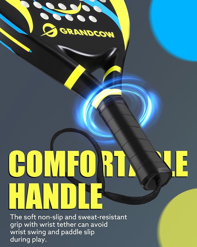 Padel Racket Palas de Padel raqueta Lightweight for Women Female Players Teardrop Shape, Soft EVA Core, Fiberglass Surface, Beginner to Intermediate Arm Friendly All Round Racquet 38mm