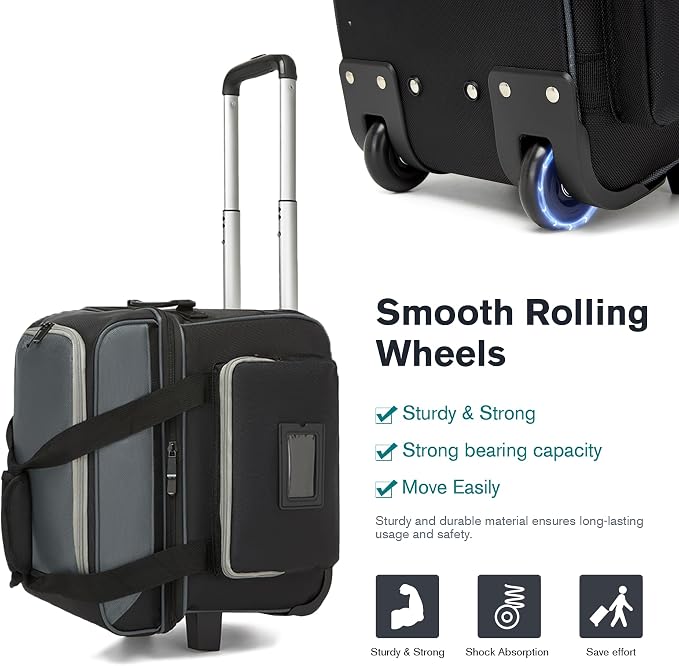 Bowling Ball Bag with Separate Shoe Compartment, Single Roller Bowling Bag with Wheels and Retractable Handle Extends to 37.0 Inches, Padded Foam Ball Insert, Gray (1 Ball Bowling)