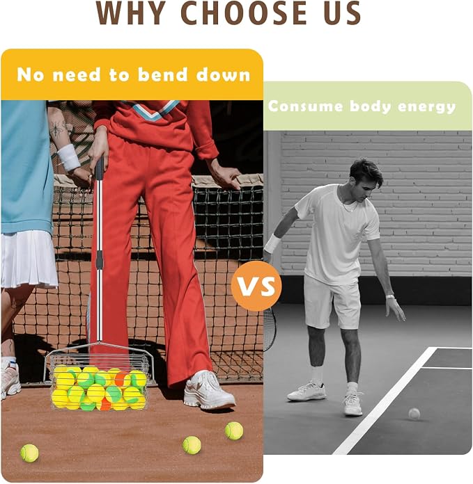 Portable Tennis Ball Picker Retractable Metal Tennis Ball Retriever Multifunction Ball Collector