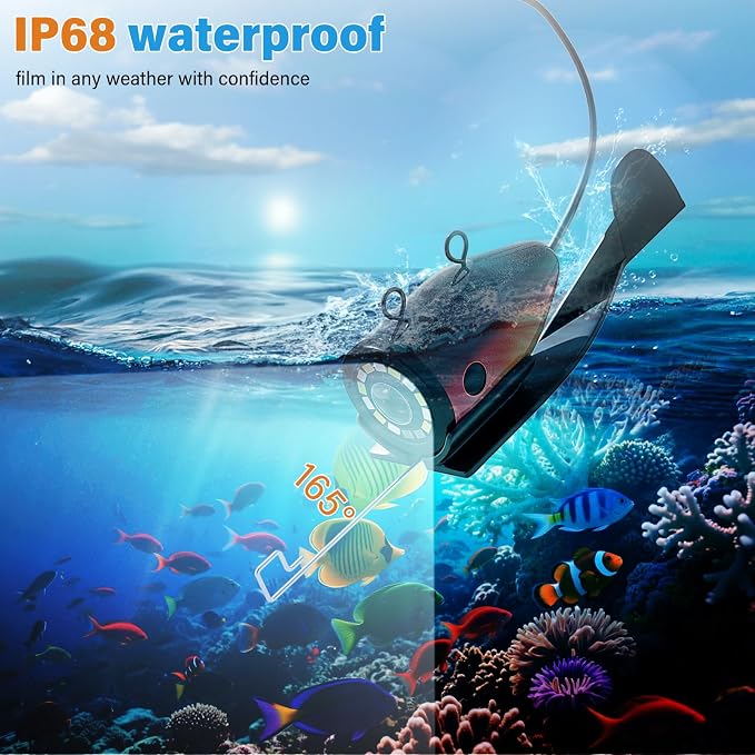 Underwater Fishing Camera, 7 Inch LCD Fishing Camera with Infrared Night Vision Light, Portable Fish Finder with 15M Cable, and Upgraded HD Lens for Ice Lake Boat Kayak Fishing,Portable Fish Finder