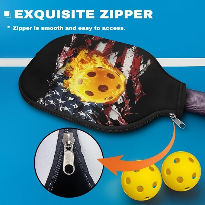 Pickleball Paddle Covers Only for Men and Women Zipper Closure Protection and Decoration