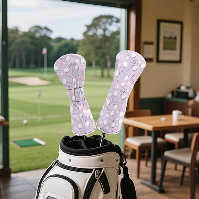 Rnyleeg Golf Club Head Covers for Women Driver Head Cover Leather Fairway Wood Headcover Hybrid Headcovers for Golf Clubs