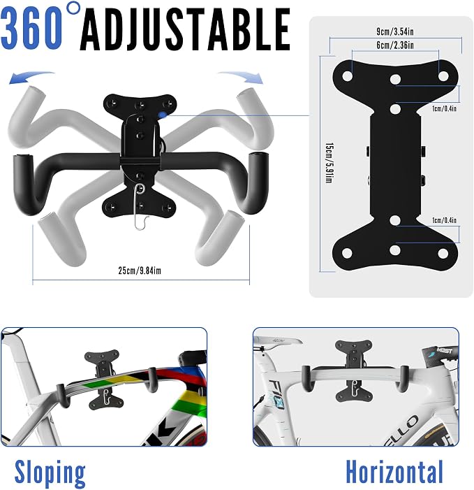Bicycle Wall Mount Bike Rack Garage Wall Mount Bike Hooks Garage Bike Storage Rack for Indoor Home Horizontal Bicycle Wall Hanger Heavy Duty Metal Bike Holder for Road Mountain Hybrid Bikes