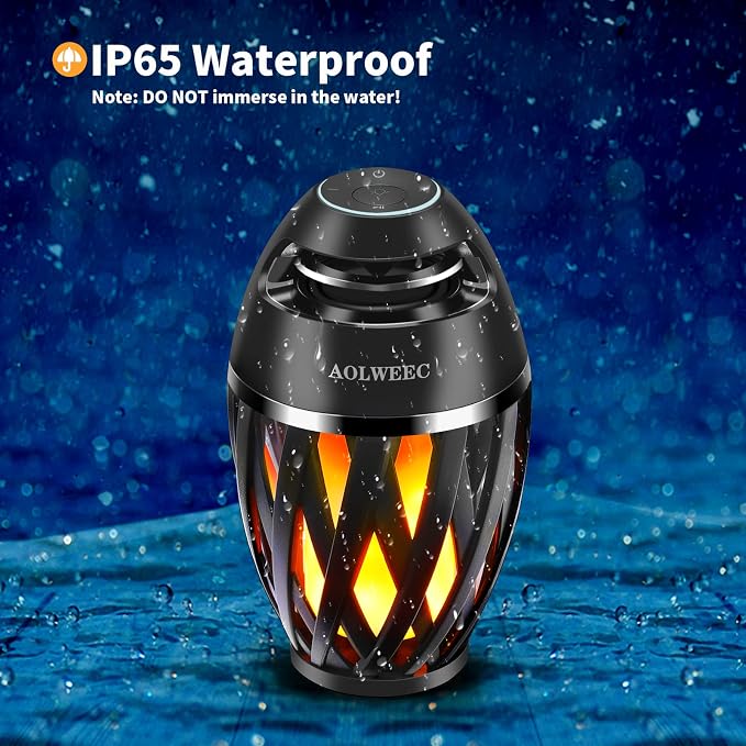 Flame Light Speaker, Led Flame Speakers Torch Atmosphere Bluetooth Speakers & Outdoor Portable Stereo Speaker with HD Audio and Enhanced Bass Flickers Warm Lamp for iPhone/iPad/Android