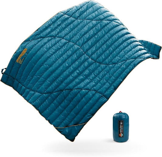 ZOOOBELIVES Ultralight Down Camping Blanket - 1.35lbs, 650 Fill Power Puffy Quilt. Compact & Warm Comforter for Travel, Beach, Hammock, Backpacking - Elevate Your Outdoor Comfort - AlpliveR300