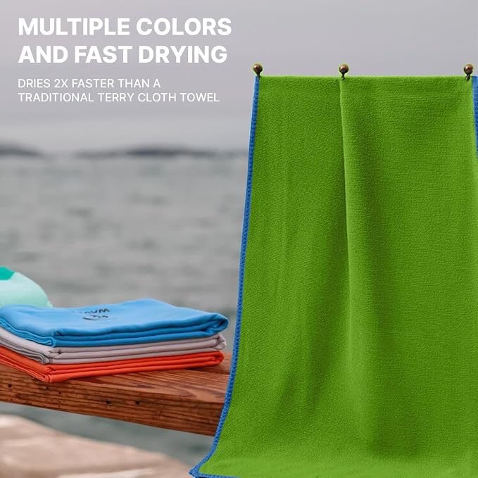 Wet Work 4 Extra Large Towels (60”x36”), Highly Absorbent Microfiber, Quick Dry, Lightweight & Ultrasoft, Perfect for Bath, Beach, Travel, Yoga, Lint Free Microfiber Towels for Body