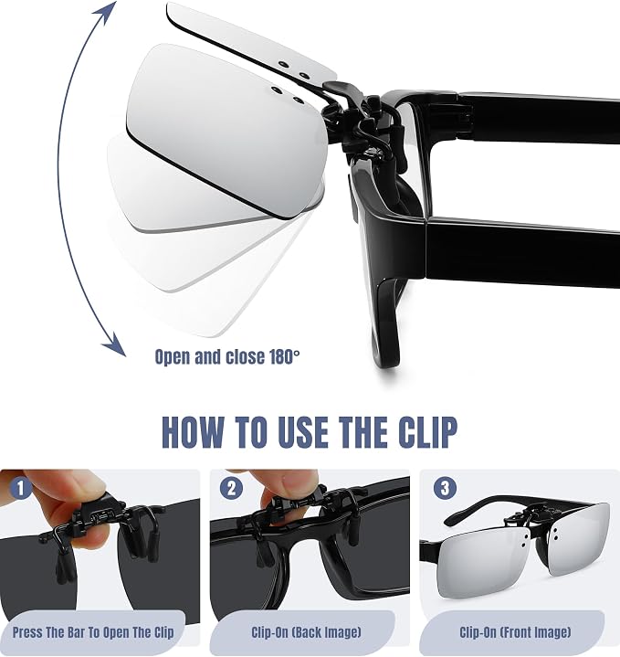 STORYCOAST Clip On Sunglasses for Men Women Polarized Fit Over Prescription Glasses Sports Fishing Driving