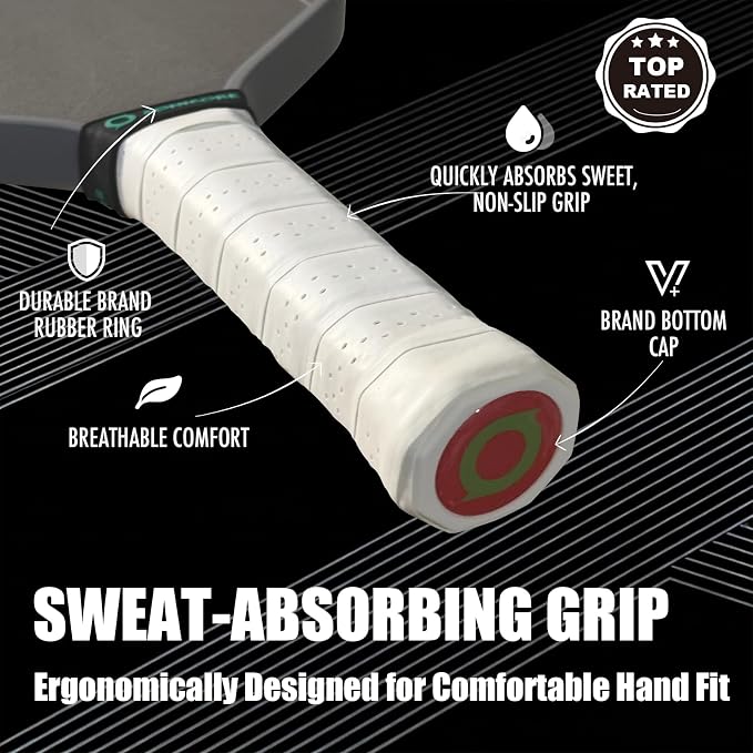 Pickleball Paddle Set, T700 Carbon Fiber, 16mm Core for Control & Spin, Includes 1 Paddle, Paddle Sleeve Cover, 2 Wristbands & 1 Grip Tape | Sonicore CourtVibe