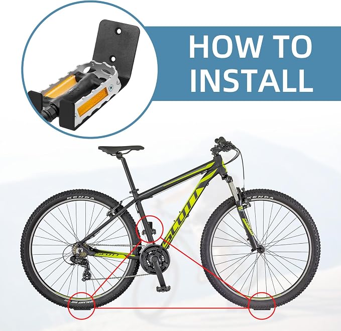 3 Pack Bike Wall Mount Bike Pedal Hanger Wall Mount Bike Hangers Heavy Duty for Garage Vertical Bike Wall Hangers Bike Display Stand Space Saving Wall Bike Rack (3 Pack)