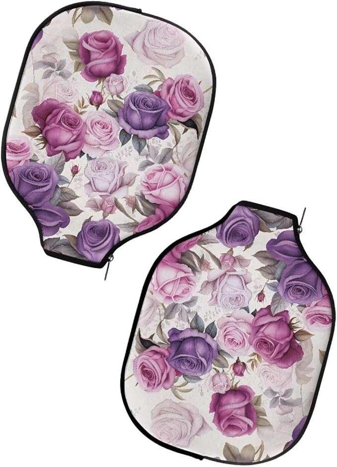Roses Set of 1 Pickleball Paddle Cover Portable Pickle Ball Rackets Cases Zipper Closure 8.7 X 11.4 in Pickleball Racket Carry Sleeve Pickleball Paddle Covers for Women Fits Most Paddle