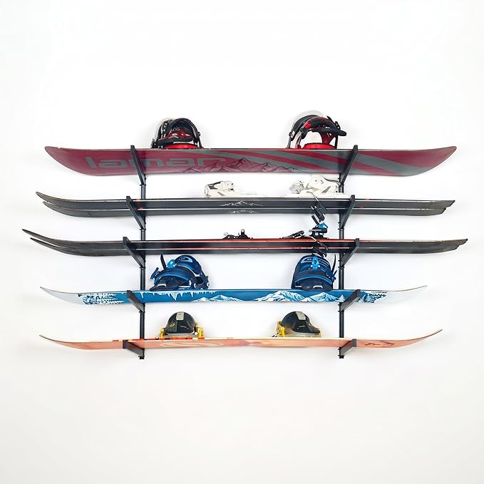 StoreYourBoard G-Vert Mini Wall Rack – Heavy-Duty Indoor Adjustable Multi-Sport Board Rack, 5 Levels for Surfboards, Paddle Boards, Snowboards, Skateboards and More, Holds 200 lbs