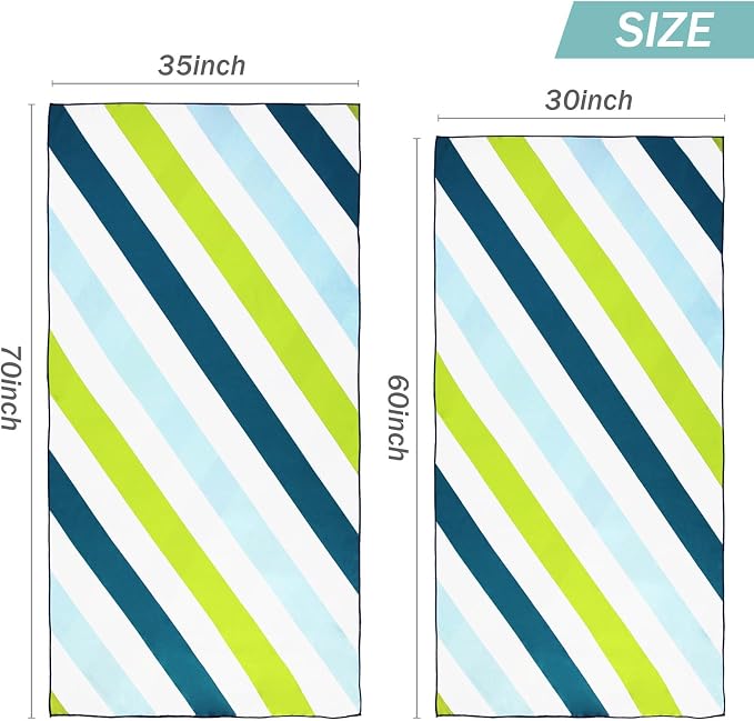 Whale Flotilla 6 Pack Large Quick Dry Beach Towel (30"x60"), Microfiber Sand-Free Beach Towel Set, Super Absorbent Compact Pool Travel Accessories, Navy/Passion/Green/Orange/Pink/Blue