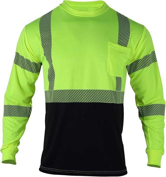 VENDACE 3 Pcs Safety T Shirts Reflective High Visibility Hi Vis Long Sleeve Construction Work Shirts for Men (Mixed,3XL)