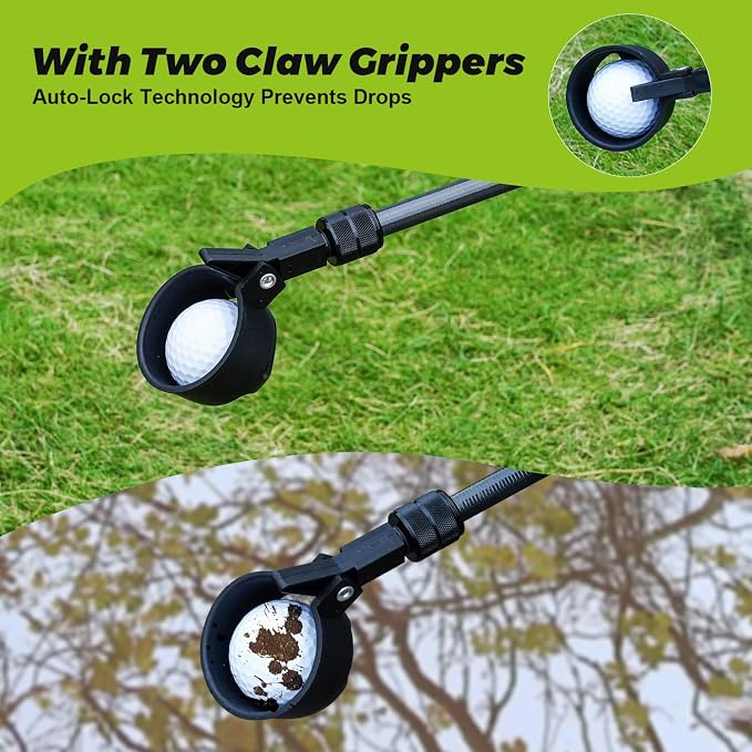 Carbon Fiber Golf Ball Retriever Telescopic 9FT, Lightweight Anti-Rust Extendable Ball Retriever Tool Golf for Water, Pond, Underneath Bushes, Shallow River, GolfBall Grabber Tool for Golfers