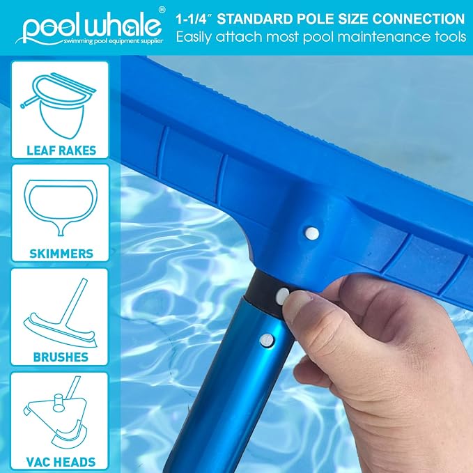 POOLWHALE Pool Skimmer Net with 15ft Telescopic Pool Pole