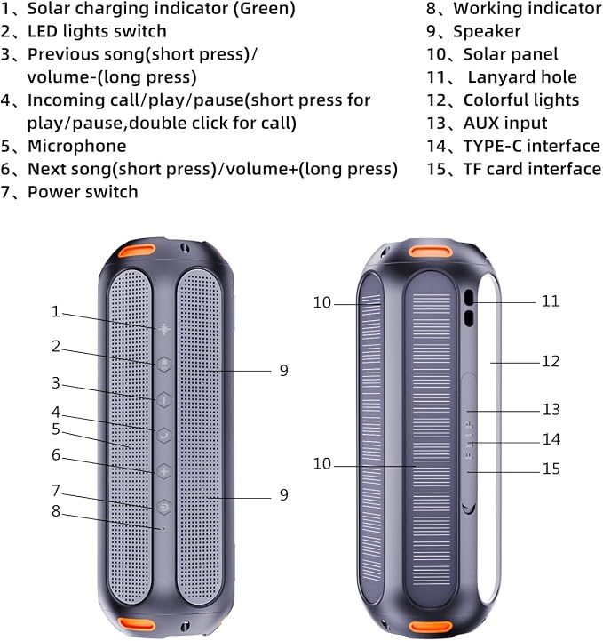 Magnetic Bluetooth Speaker, Golf Speaker with Solar Charging 30H Playtime, 7 Colorful Flashing Lights Outdoor Waterproof Portable Wireless, for Golf Cart Gifts Hiking Camping