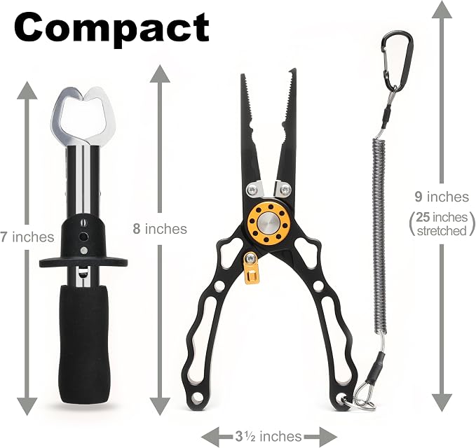7.5 Inch Fishing Pliers and Gripper, Cuts Braided and Fluorocarbon Lines, Hook Remover, Split Ring Multifunctional Fishing Pliers for Ocean Fishing, Fly Fishing, Ice Fishing Tool, Gift for Fishermen