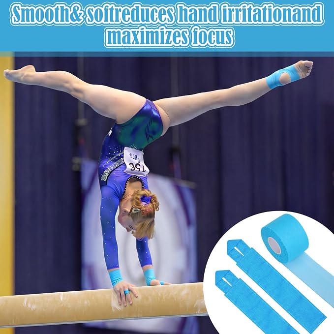 12 Pcs Gymnastics Tape Grips and 1 Roll Athletic Tape for Gymnastics Bars Reusable Athletic Grips Strong Support Wrist Ankle Knee Guards Protector Sport Training Accessories