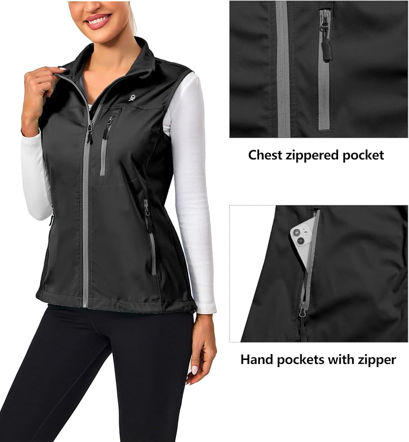 Little Donkey Andy Lightweight Cycling Vest Windproof Sleeveless Jacket for Women Water-Repellent Stretch Vest for Running