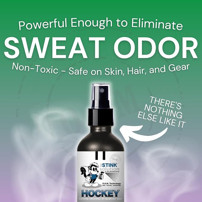 The Stink Solution Unscented Hockey Odor Eliminator For Strong Odor: Quickly Banish Sweat & Body Odor From Hockey Gear, Skates, Hockey Bags, Gloves, & More! Safe Hockey Deodorizer - 2 16 oz Bottles
