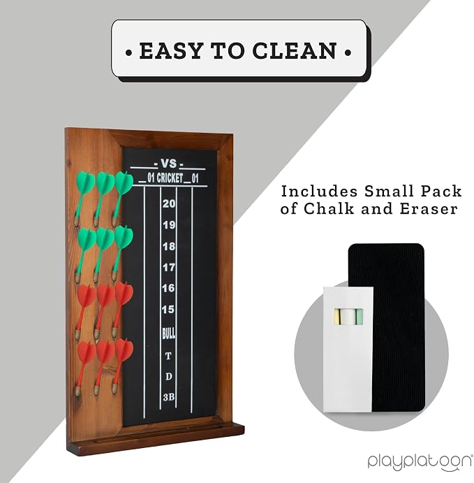 Play Platoon Dart Scoreboard & Darts Holder Wall Mount - Wood Score Board, Professional Darts Accessories, Dart Holder