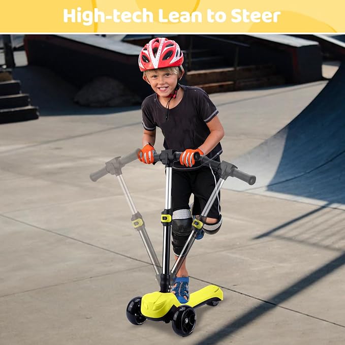 Electric Scooter for Kids w/150W Powerful Motor, Thumb Throttle, LCD Screen, Bluetooth, Light-Up Stem Deck & Wheels, 3 Adjustable Heights, 5MPH Safe Speed, 3 Wheel Electric Scooter for Kids