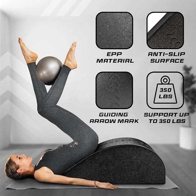 Yes4All Pilates Spine Corrector, Pilates Arc, 350lbs Foldable Pilates Massage Bed Barrel, Core Strengthening and Stretching
