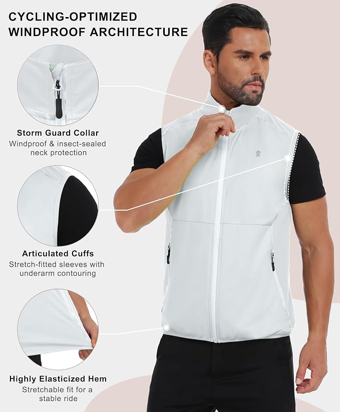 Little Donkey Andy Men's Water-resistant Outerwear Vests, Stretch Windproof Vest for Cycling, Running, Golf