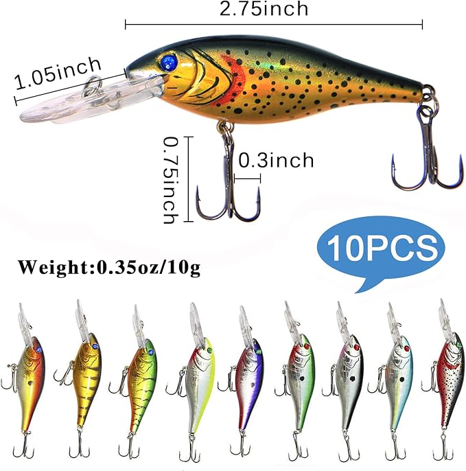 Fishing Lures Kit Crankbait Minnow Hard Bait Set Deep Diving Jerkbait Swimbait Popper Pencil Walleye Lures Artificial Fishing Bait for Bass Trout Redfish Saltwater Freshwater Fishing Lure