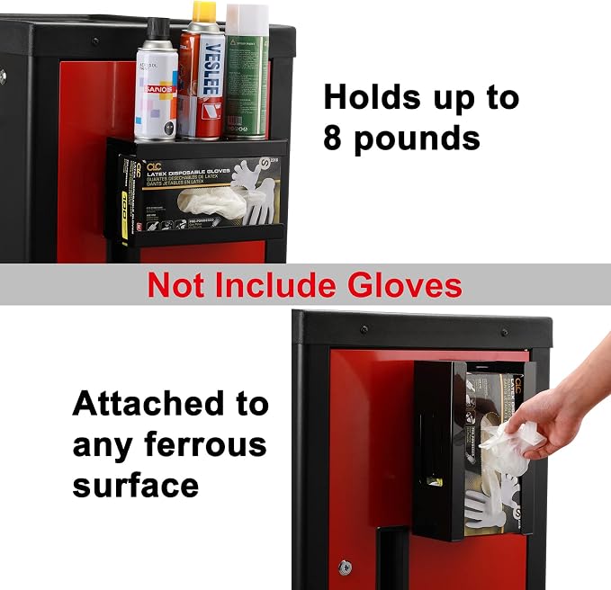 CASOMAN Magnetic Glove Dispenser - 8LBS Capacity, Wall Mount Magnet, Black Dispenser Box