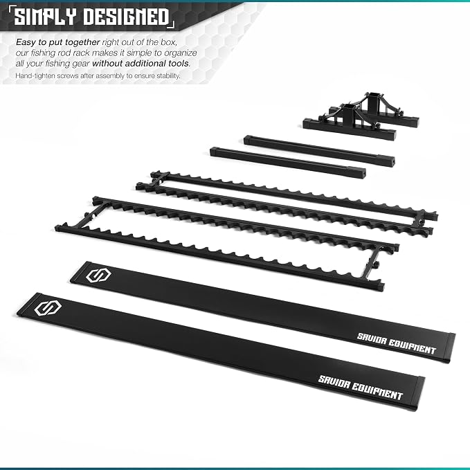 Savior Equipment Fishing Rod Rack Holder Organizer, 24-48 Slots to Hold Fresh Salt Water Spinning Rods & Reel Combo, Lightweight Aluminum Vertical Fish Pole Garage Storage Ground Display Stand